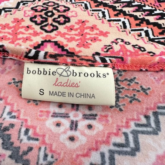 Bobbie Brooks Babydoll Top Pink Tan Orange White Black Small 3/4th Bell Sleeves - Picture 3 of 12